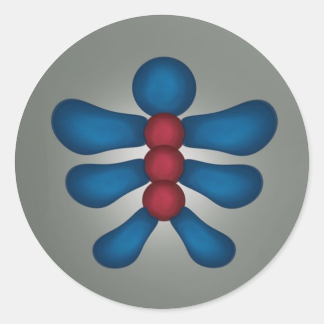 Sticker Rond Homme bulle bleu et rouge (Devant)