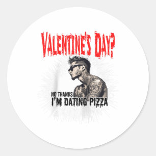 Sticker Rond Homme célibataire tatoué pour la Saint Valentin