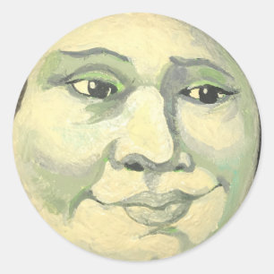 Sticker Rond Homme dans l'autocollant de lune