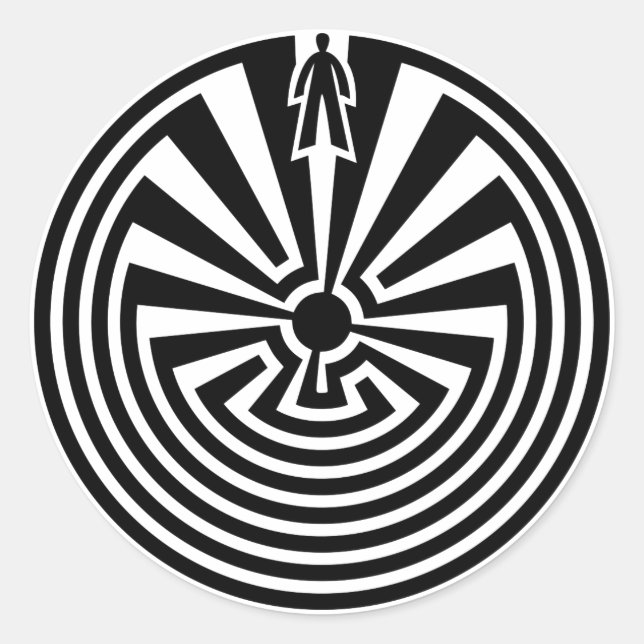 Sticker Rond Homme dans le Maze, Amérindiens, Itoi, Papago (Devant)