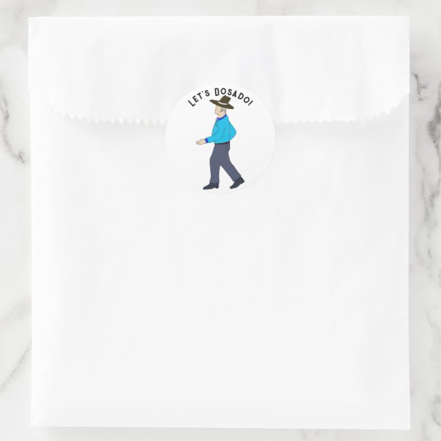Sticker Rond Homme dansant carré (Sac)