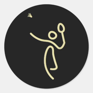 Sticker Rond Homme de badminton bâton – Idée cadeau volant