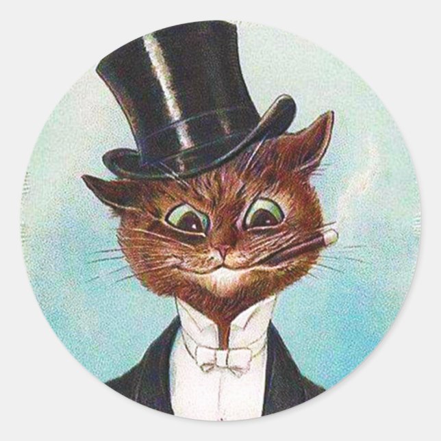 Sticker Rond Homme de chat, Louis Wain (Devant)