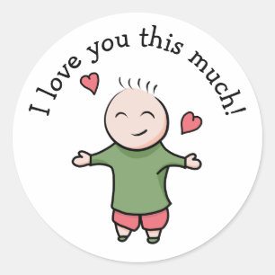 Sticker Rond Homme de dessin animé je t'aime autant