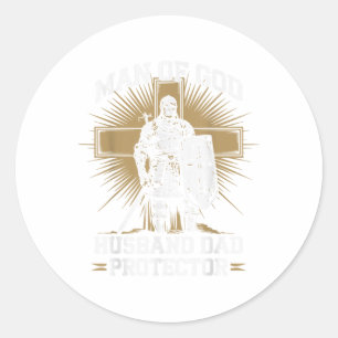 Sticker Rond Homme de Dieu Mari Papa Guerrier Chrétien Jésus