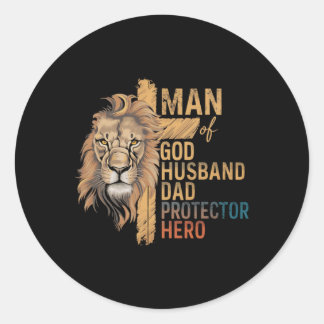 Sticker Rond Homme De Dieu Marier Papa Protecteur Héros Lion Pè