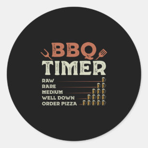 Sticker Rond Homme drôle barbecue grill chef grilling master ba