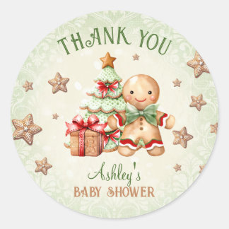 Sticker Rond Homme en pain d'épices Baby shower traditionnel de