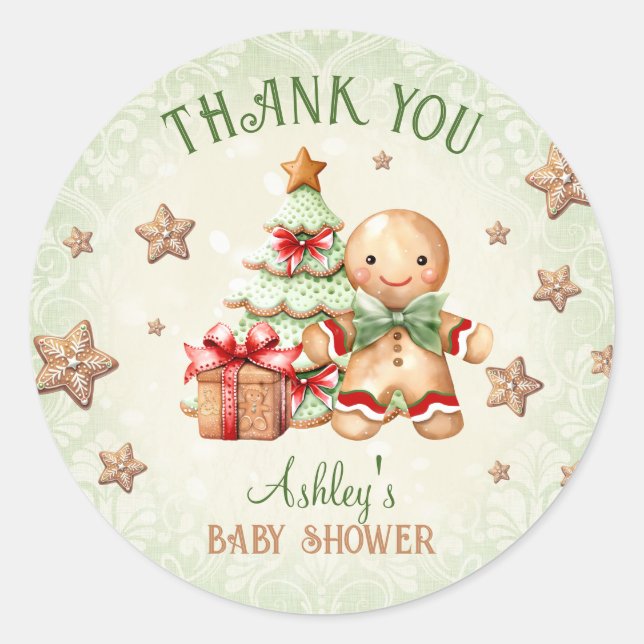 Sticker Rond Homme en pain d'épices Baby shower traditionnel de (Devant)