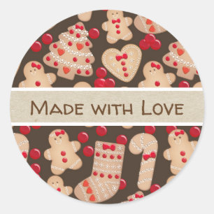 Sticker Rond Homme en pain d'épices Biscuits cuits Rustique Fan