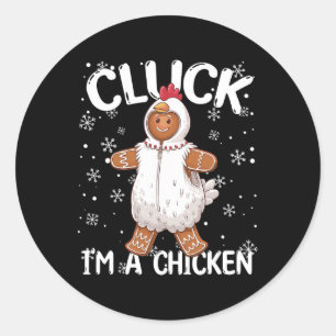 Sticker Rond Homme en pain d'épices Cookie Poule Noël Drôle