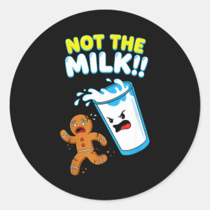 Sticker Rond Homme en pain d'épices drôle pas le lait jeu de mo