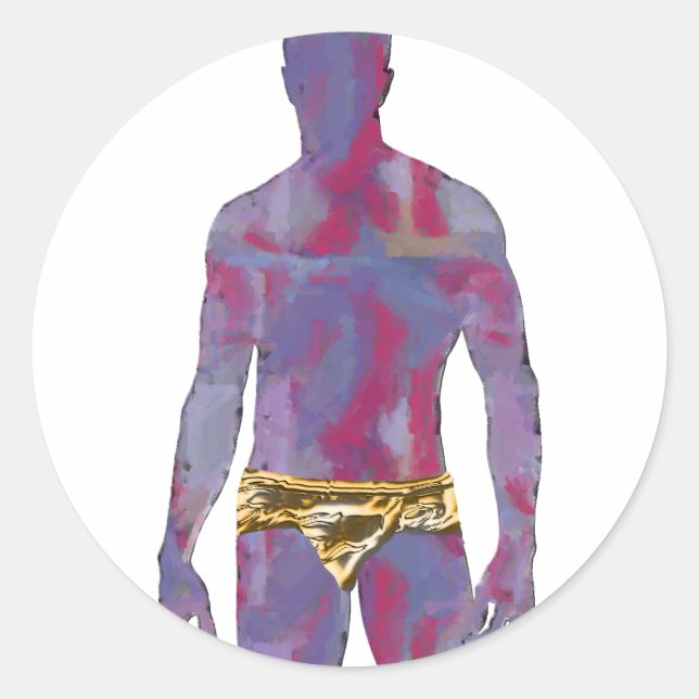 Sticker Rond Homme en sous-vêtements or (Devant)