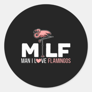 Sticker Rond Homme I Love Flamants roses Oiseau Amoureux Flaman