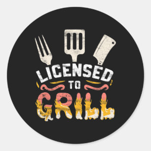 Sticker Rond Homme licencié pour 'Griller' Barbecue BBQ Chef Fo