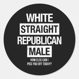 Sticker Rond Homme républicain blanc hétérosexuel Comment puis-