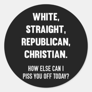 Sticker Rond Homme républicain blanc hétérosexuel drôle Républi