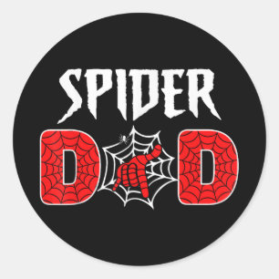 Sticker Rond Homme Spider Web Papa Fête des pères Cool Papa