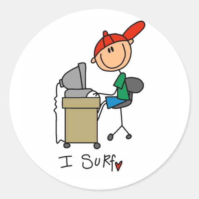 Sticker Rond Homme Stick Figure Navigateur Web (Devant)