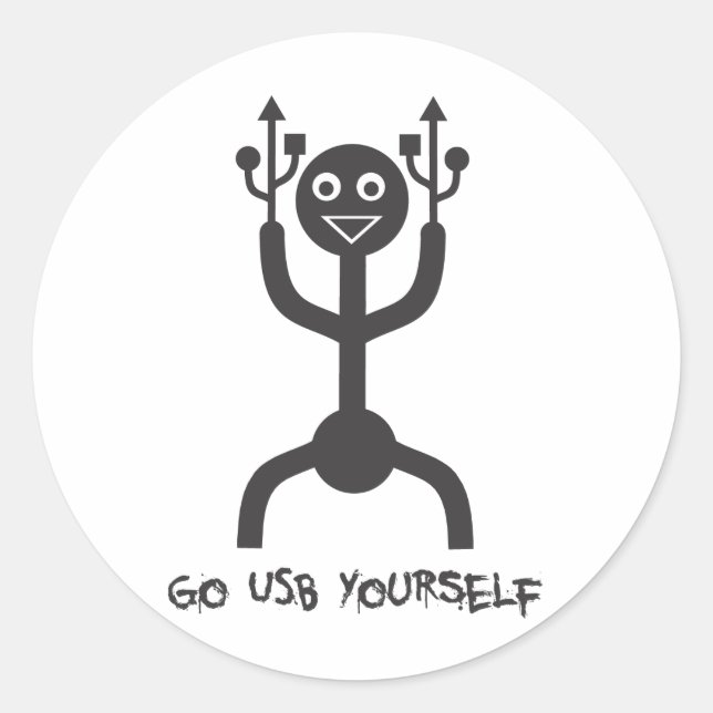 Sticker Rond Homme USB (Devant)