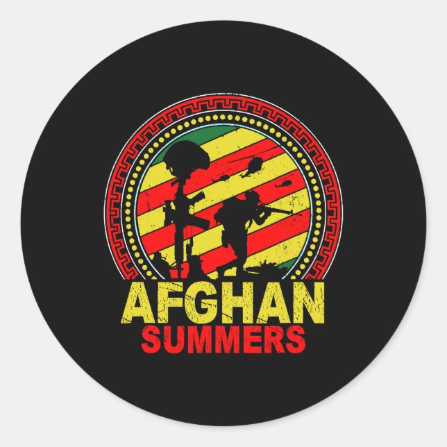 Sticker Rond Hommes Afghan Summers Vétéran Vintage Afghanistan  (Devant)