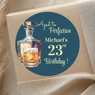 Sticker Rond Hommes âgés à la perfection 23e anniversaire Whisk