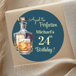 Sticker Rond Hommes âgés à la perfection 24e anniversaire Whisk