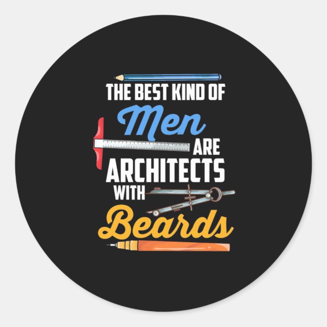 Sticker Rond Hommes Architectes Avec Oreilles (Devant)