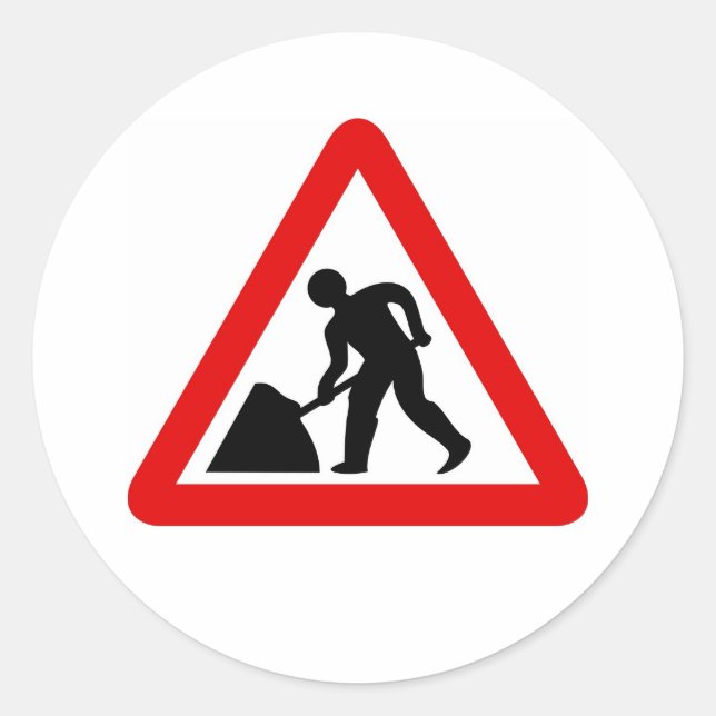 Sticker Rond Hommes au travail (Devant)