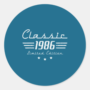 Sticker Rond Hommes de 40 ans Vintage Clic Car 1986 40e anniver