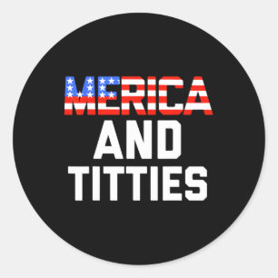 Sticker Rond Hommes Femmes 4 juillet Cadeau - Amusante Merica