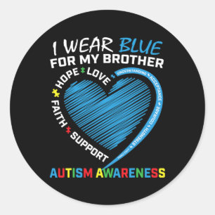 Sticker Rond Hommes Femmes Enfants Je Porte Du Bleu Pour Mon Fr