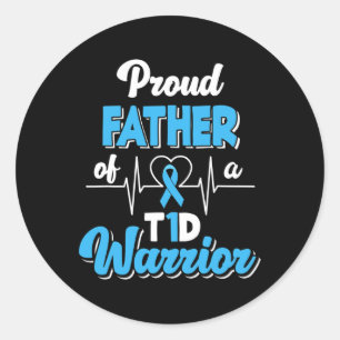 Sticker Rond Hommes Fier Père D'Un Guerrier T1D Diabète Diabéti
