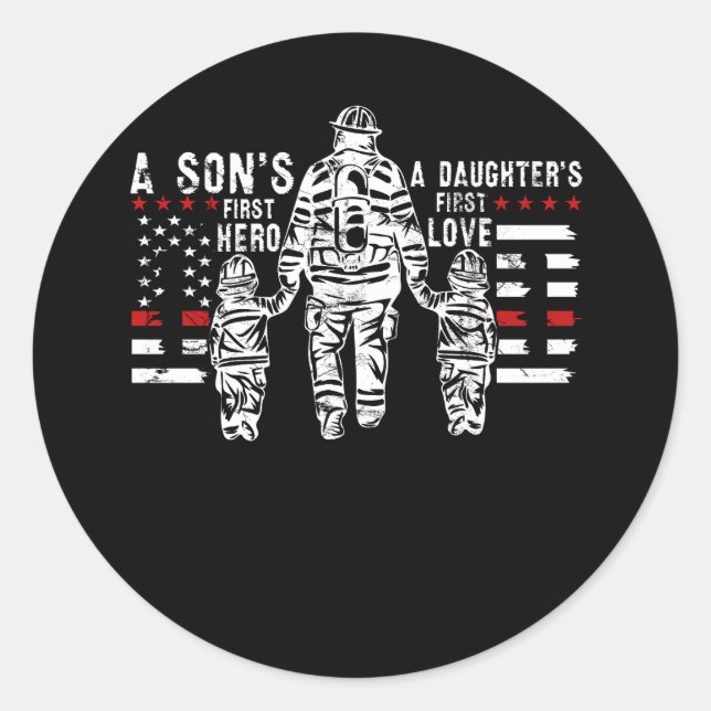 Sticker Rond Hommes Fier Pompier Papa Papa Papa Papa Papa Papa  (Devant)