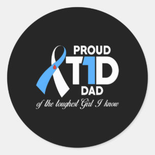 Sticker Rond Hommes Fier T1D Papa De Fille Sensibilisation au d