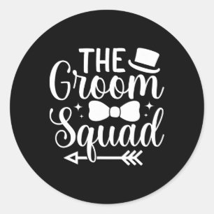 Sticker Rond Hommes Mariage Groomsmen La Groom Squad Bache