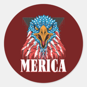 Sticker Rond Hommes Merica Eagle Mullet Drapeau américain États