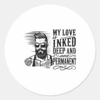 Sticker Rond Hommes pour anti-Valentine's Day Enked Man Tattooe