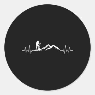Sticker Rond Hommes Ski Battement de coeur Skidiving Montagne C