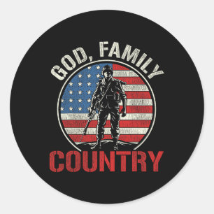 Sticker Rond Hommes Soldat patriotique US Drapeau Armée États-U