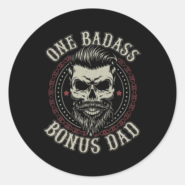 Sticker Rond Hommes Un Badass Bonus Papa Anniversaire Étape Pap (Devant)