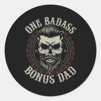 Sticker Rond Hommes Un Badass Bonus Papa Anniversaire Étape Pap