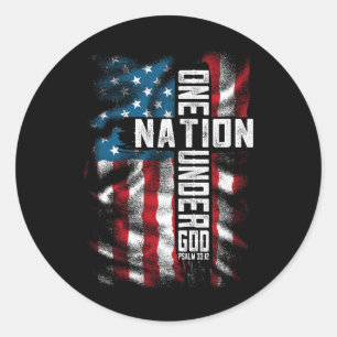 Sticker Rond Hommes Un National Sous Dieu 4 juillet Hommes Femm