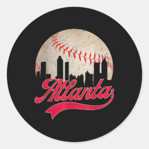 Sticker Rond Hommes vintage Atlanta Baseball Cityscape Lover