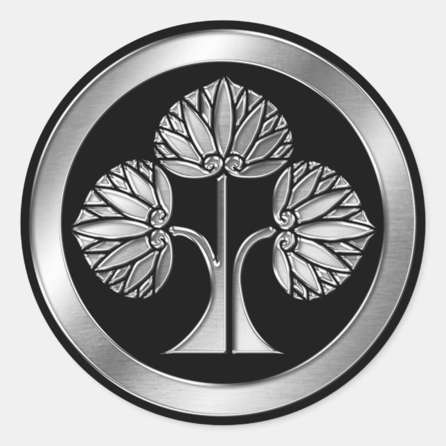 Sticker Rond Honda Clan Kamon Argent Chrome (Devant)