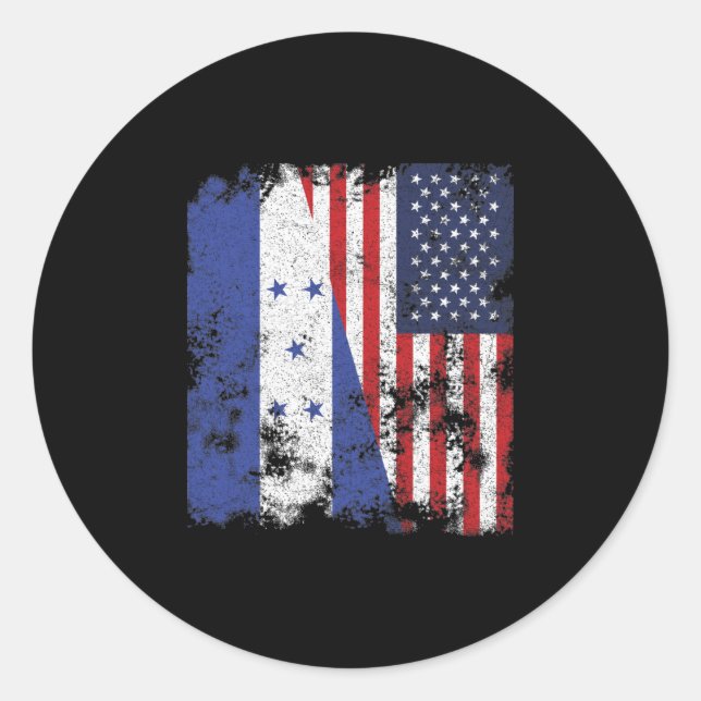 Sticker Rond Honduras USA Flag - Half American (Devant)