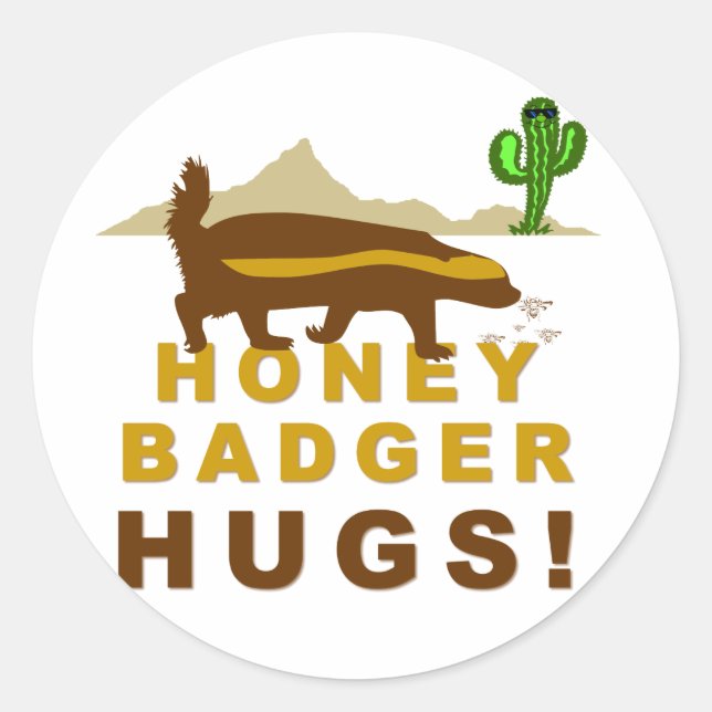 Sticker Rond Honey Badger Hugs (Devant)