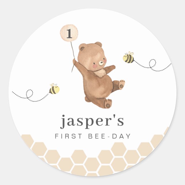 Sticker Rond Honey Bear First Bee day (Devant)