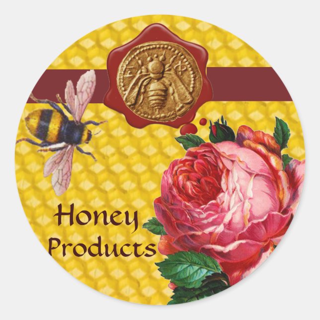 STICKER ROND HONEY BEE AND ROSE ROSE ROSE, OEUVRE DE CONSERVATI (Devant)