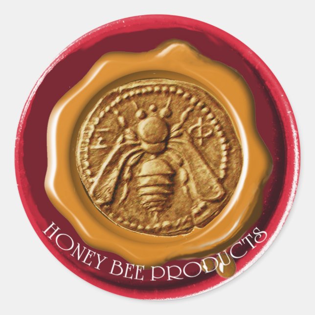 STICKER ROND HONEY BEE BEEKEEPER BEEKEEPER RED BROWN WAX SEAL (Devant)